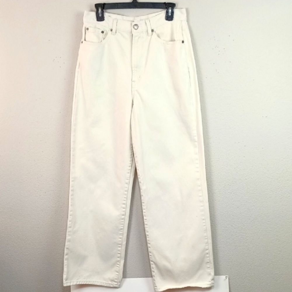 Gianni Bini Girls Cream Straight Wide Leg High Waist Jeans Sz 13 (NWOT)